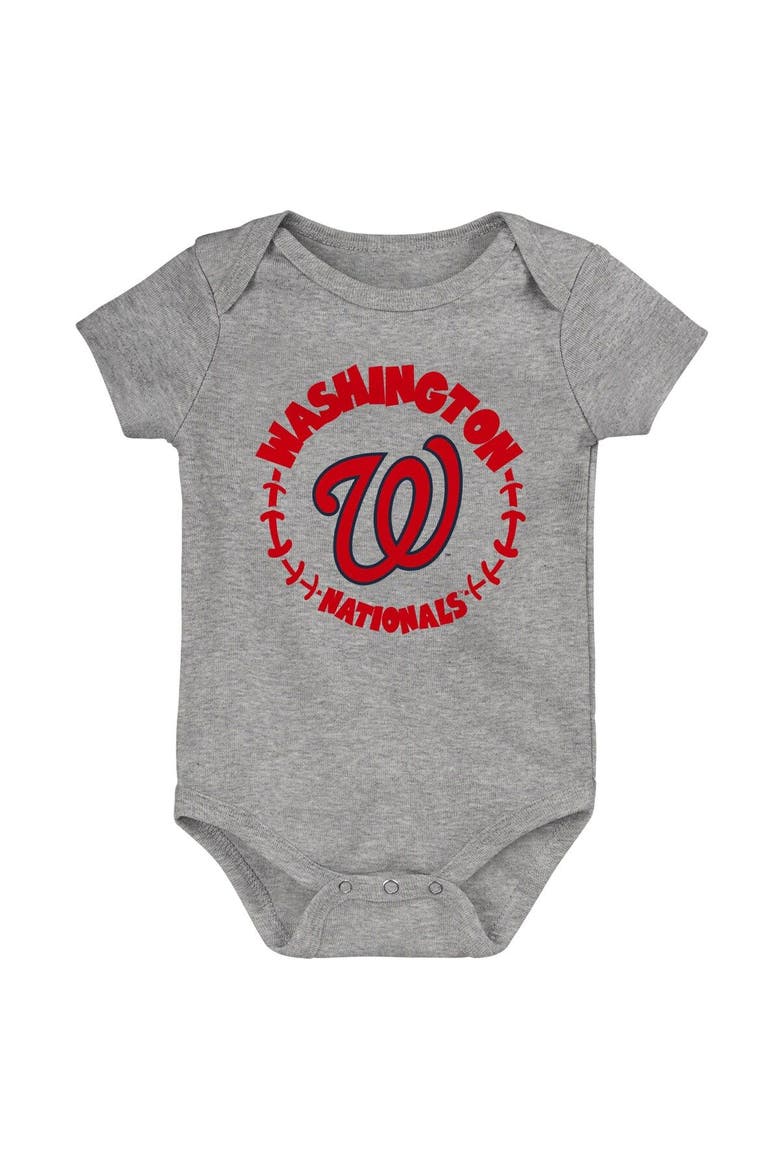 Newborn & Infant Navy/White/Heather Gray Washington Nationals Biggest Little Fan 3-Pack Bodysuit Set, Alternate, color, Navy