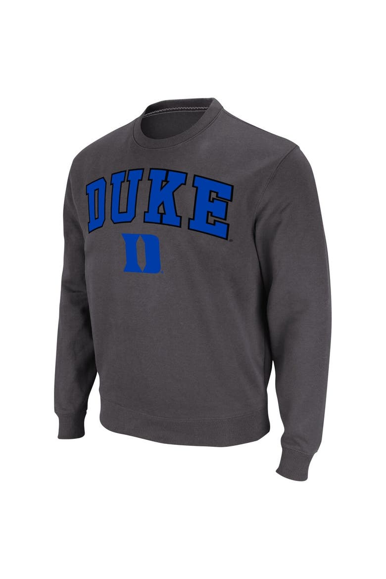 Men's Colosseum Charcoal Duke Blue Devils Arch & Logo Pullover Sweatshirt, Alternate, color, Charcoal