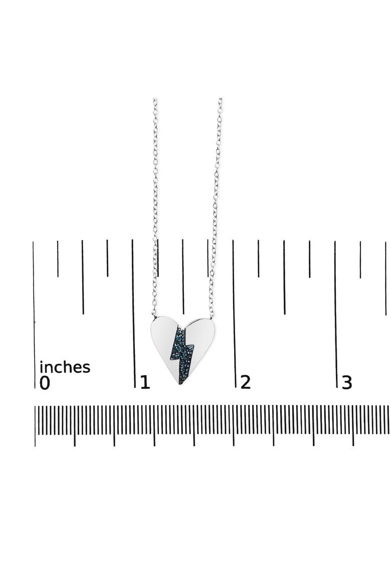 .925 Sterling Silver Blue Diamond Broken Heart Pendant Necklace, Alternate, color, White