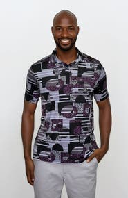 24sevenMen Wrinkle Resistant 3 Button Retro Purple Polo Shirt