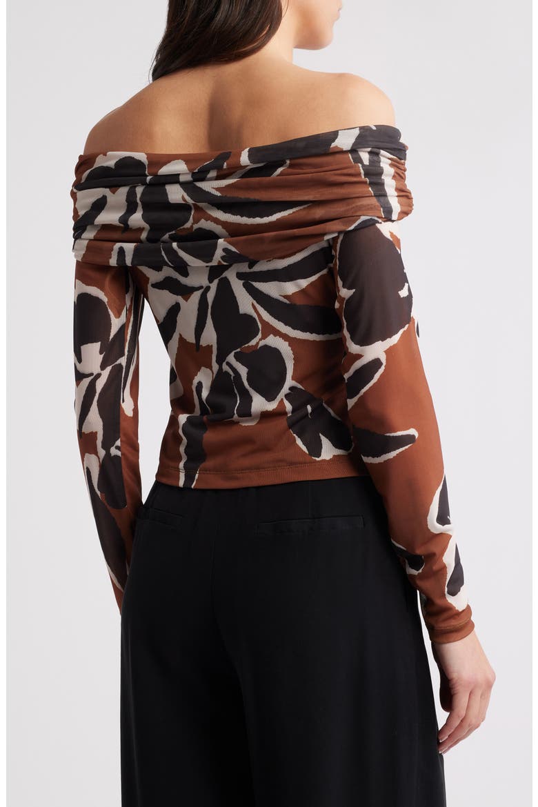 Penelope Floral Off the Shoulder Mesh Top, Alternate, color, SMOKED CLOVER