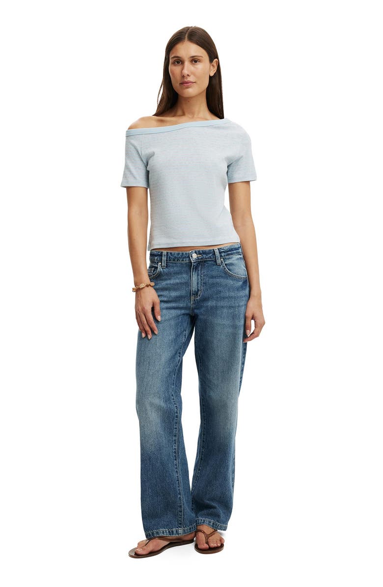 Cotton On Women's Arlie Asymmetric Short Sleeve, Alternate, color, Madi Stripe Grey Marle