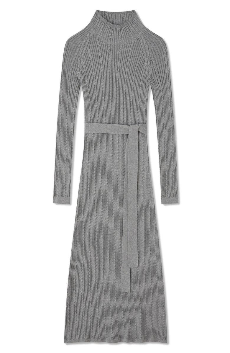 LK Bennett Cable & Rib Long Sleeve Cotton & Wool Sweater Dress, Alternate, color,