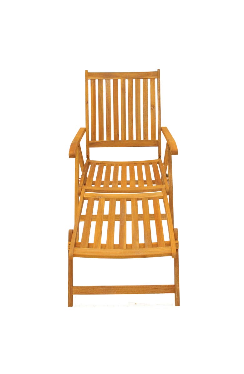 Northlight Acacia Wood Outdoor Patio Chaise Lounge Chair, Alternate, color, Brown