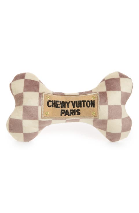 Chewy Vuiton Checker Bone Plush Dog Toy