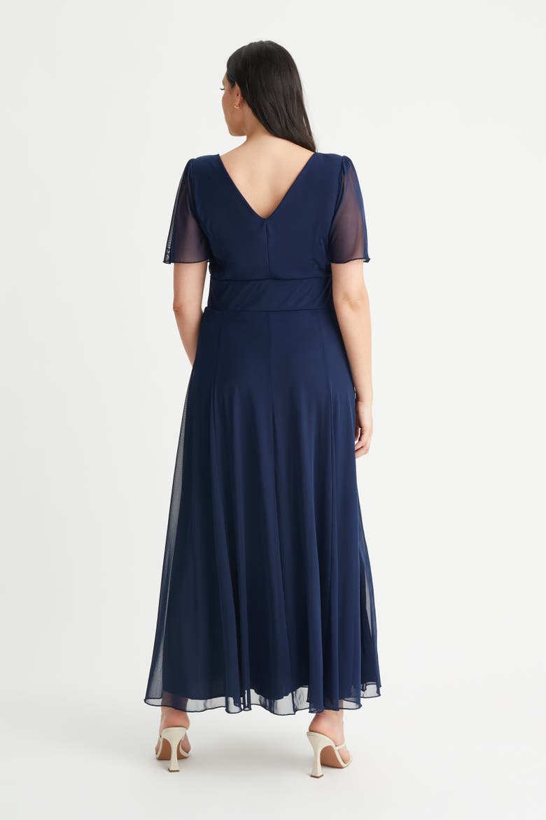 Isabelle Angel Sleeve Maxi Dress, Alternate, color, Solid Navy