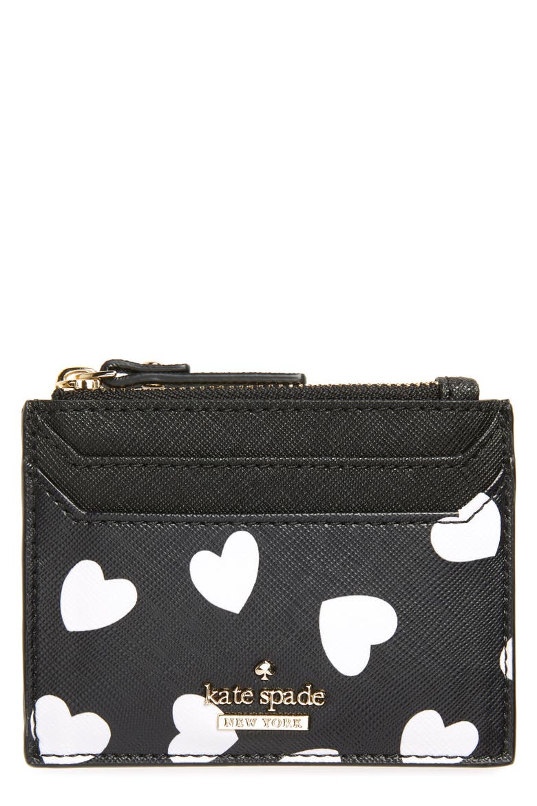 cameron street hearts card case, Main, color, BLACK/ CREAM