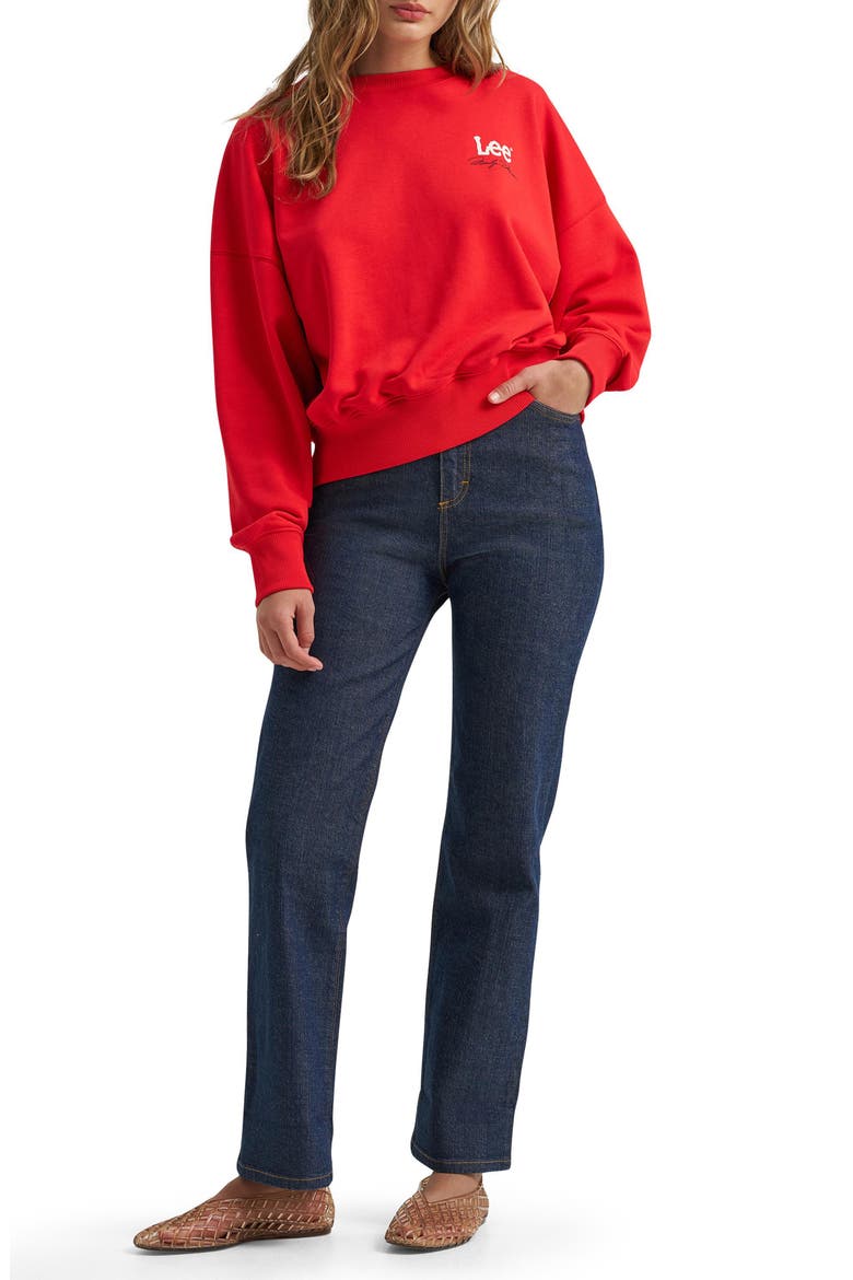 Graphic Crewneck Sweatshirt, Alternate, color, HIGH RISK RED