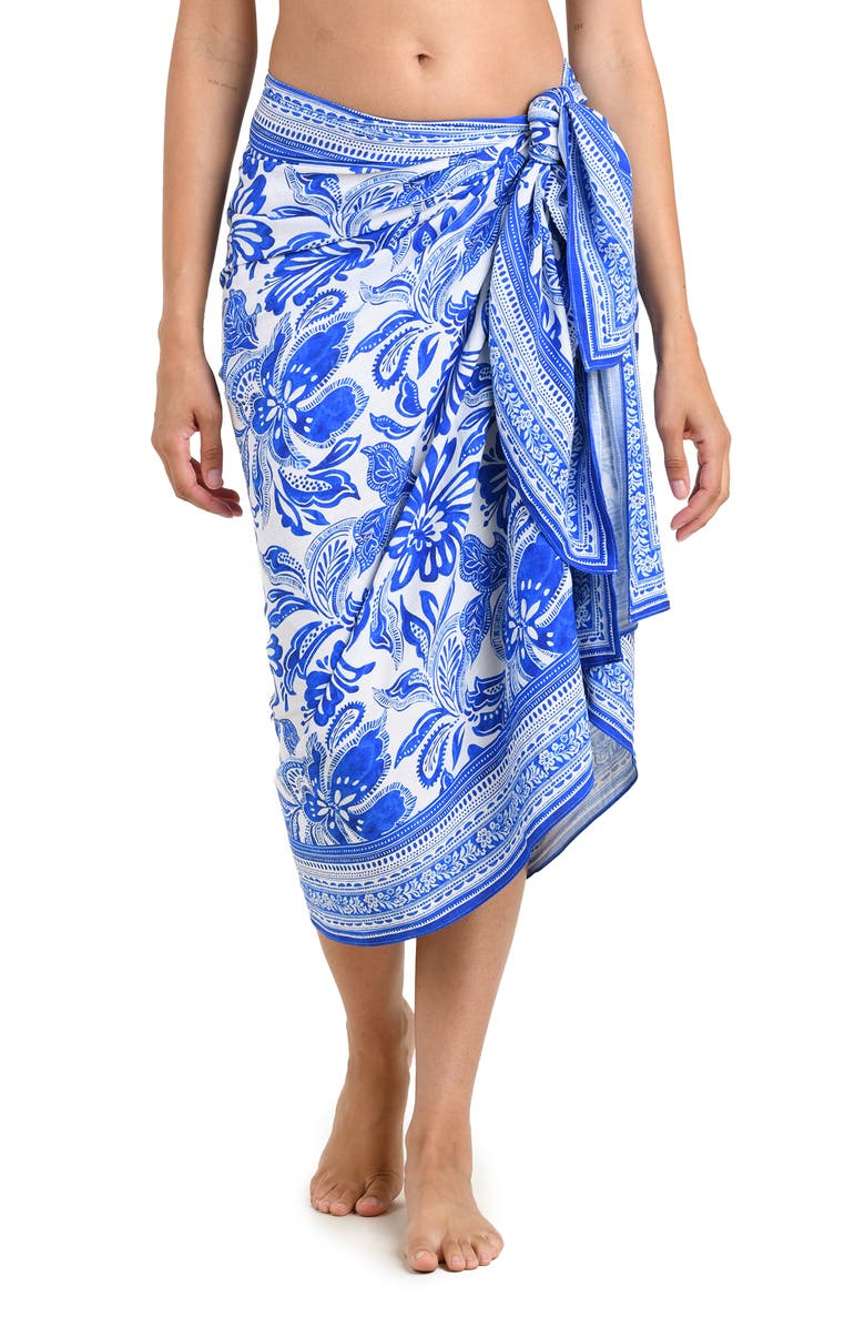 La Blanca Botanical Brocade Cover-Up Pareo, Main, color, Lapis