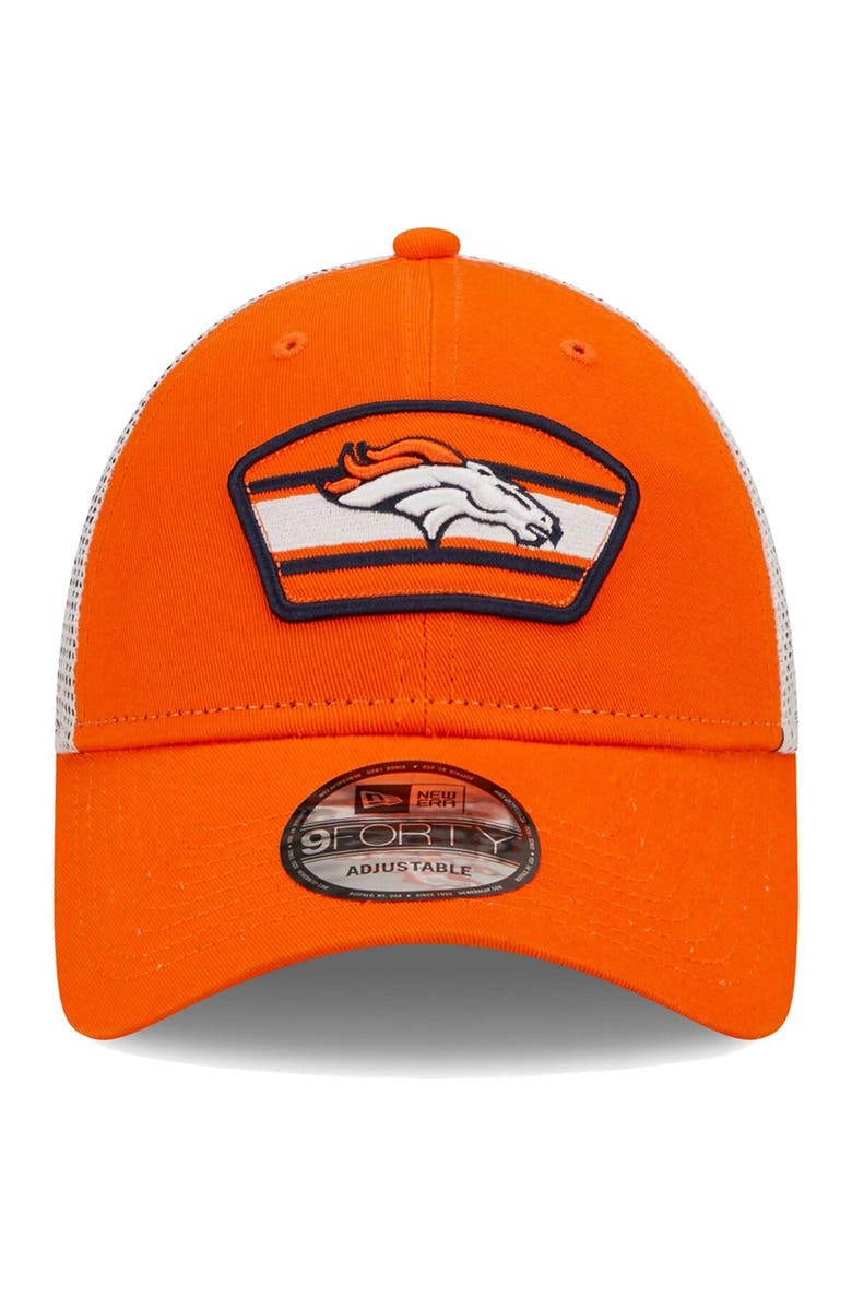 New Era Men's New Era Orange/White Denver Broncos Logo Patch Trucker 9FORTY Snapback Hat, Alternate, color, 