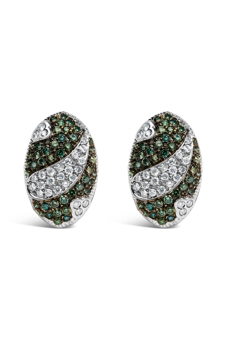 14K White Gold 2ct. TDW White and Treated Blue Diamond Earrings, Main, color, White