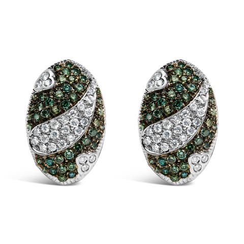 14K White Gold 2ct. TDW White and Treated Blue Diamond Earrings (H-I,SI1-SI2)