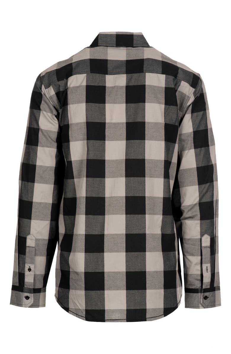 BURNSIDE Buffalo Plaid Flannel Button-Up Shirt, Alternate, color, Black/ Grey