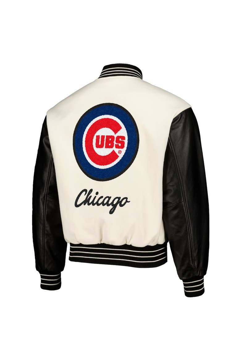 Men's PLEASURES White Chicago Cubs Full-Snap Varsity Jacket, Alternate, color, White