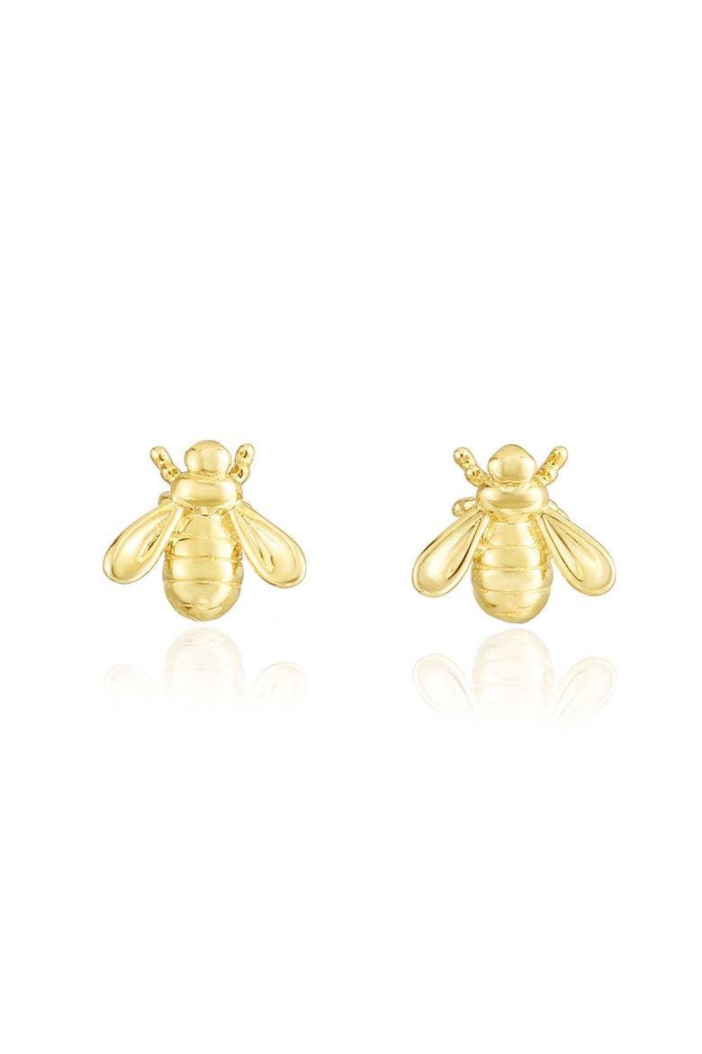 Gold Bumble Bee Stud Earrings, Alternate, color, Yellow Gold