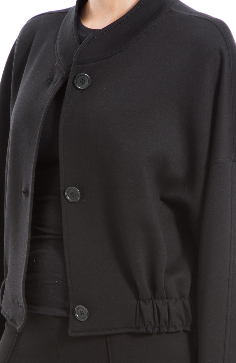 MAX STUDIO Brushed Knit Cropped Bomber Jacket, Alternate, color, Black