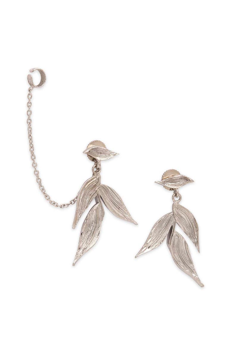 Dhwani Bansal ISARO MINI EARRINGS, Main, color, White Rhodium Plated