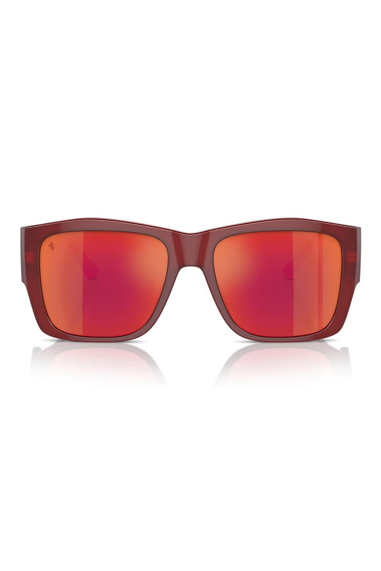 56mm Square Sunglasses, Main, color, RED / RED