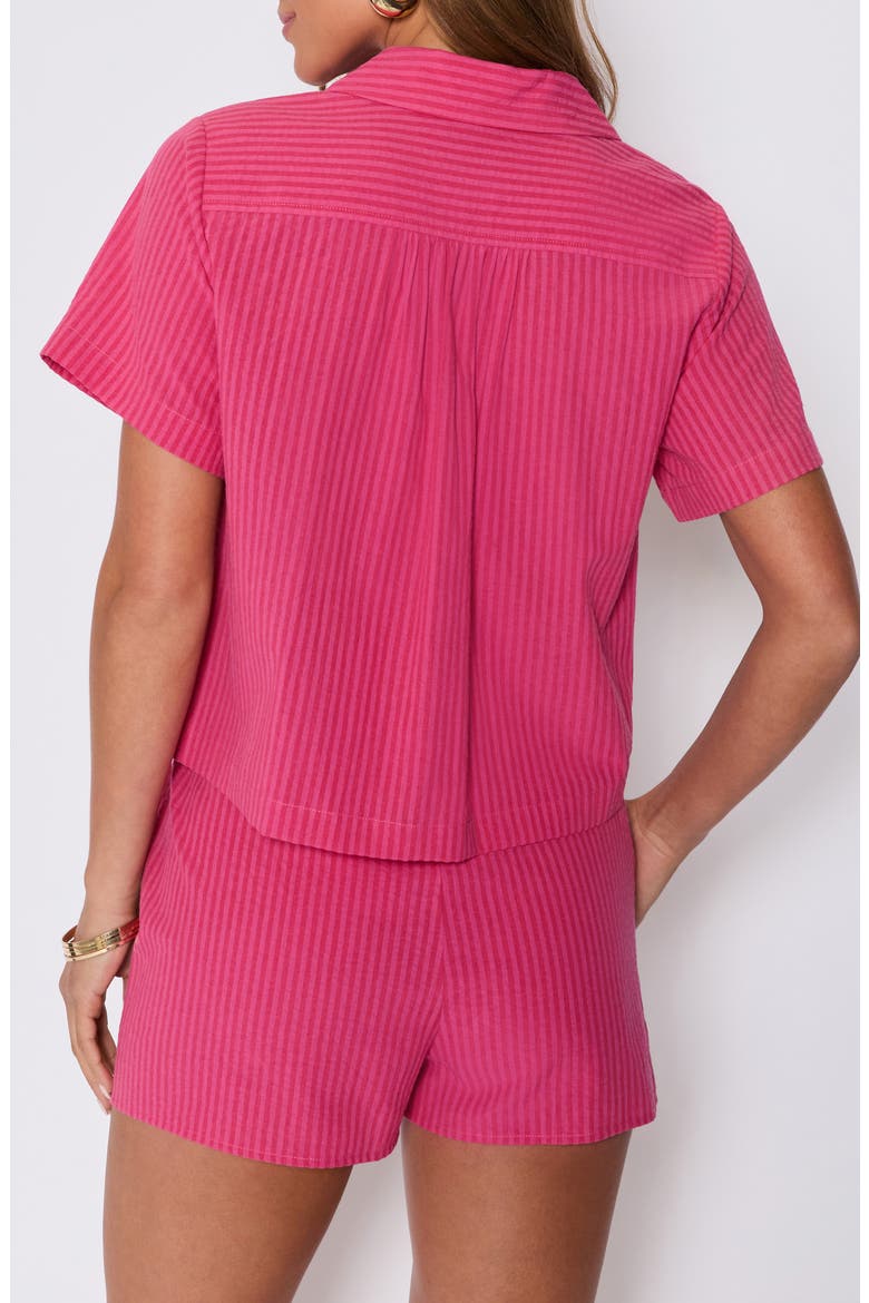 Mara Stripe Cotton Blend Camp Shirt (Nordstrom Exclusive), Alternate, color, STRIPED PINK