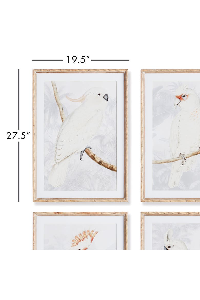 White Cockatoo Prints Framed Wall Art Set of 4, Alternate, color, Beige