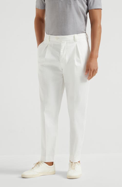 Brunello Cucinelli Comfort Gabardine Tapered Trousers In Snow