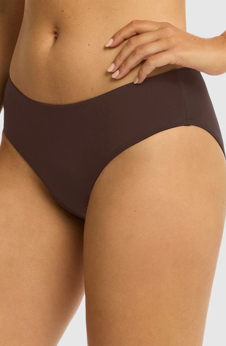 Sea Level Mid Bikini Bottoms, Alternate, color, Cocoa