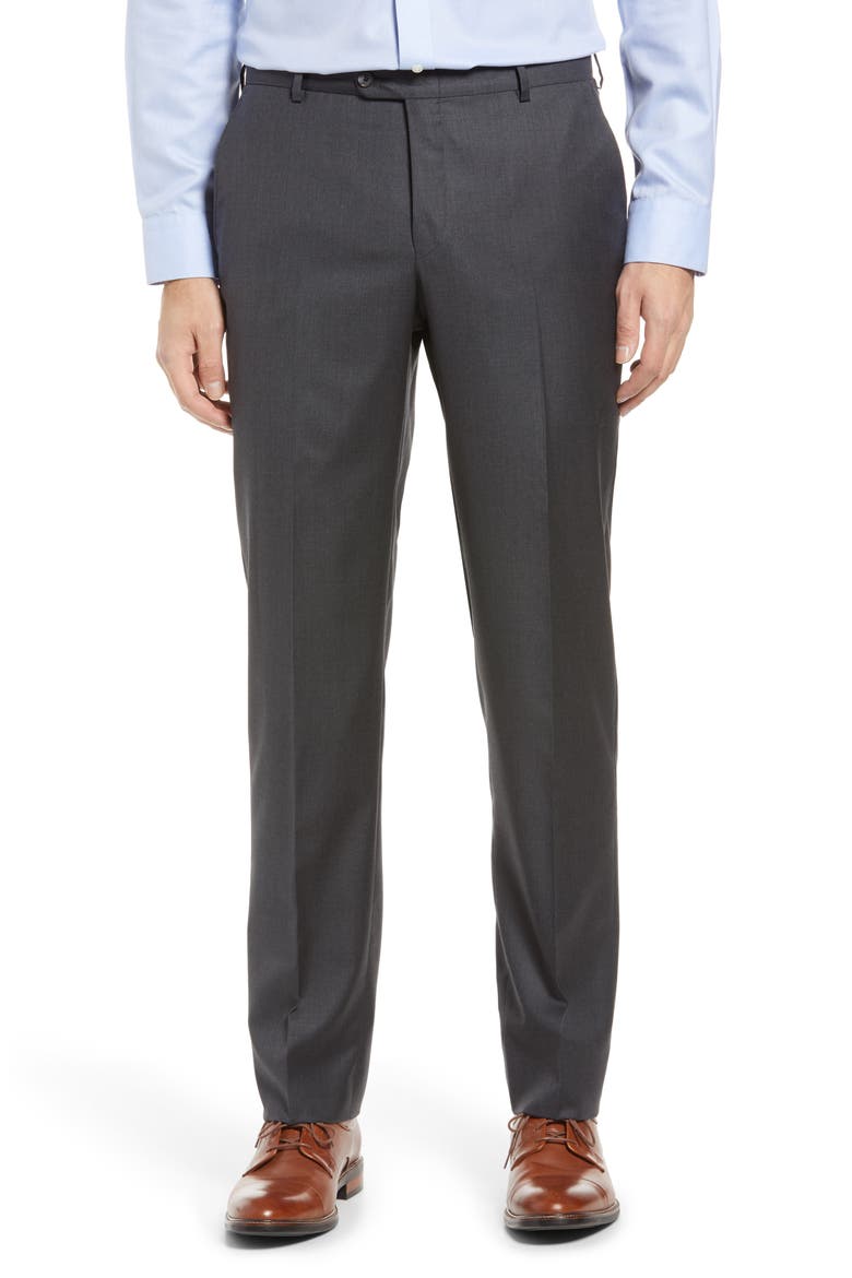 Honeyway Flat Front Pants, Main, color, CHARCOAL