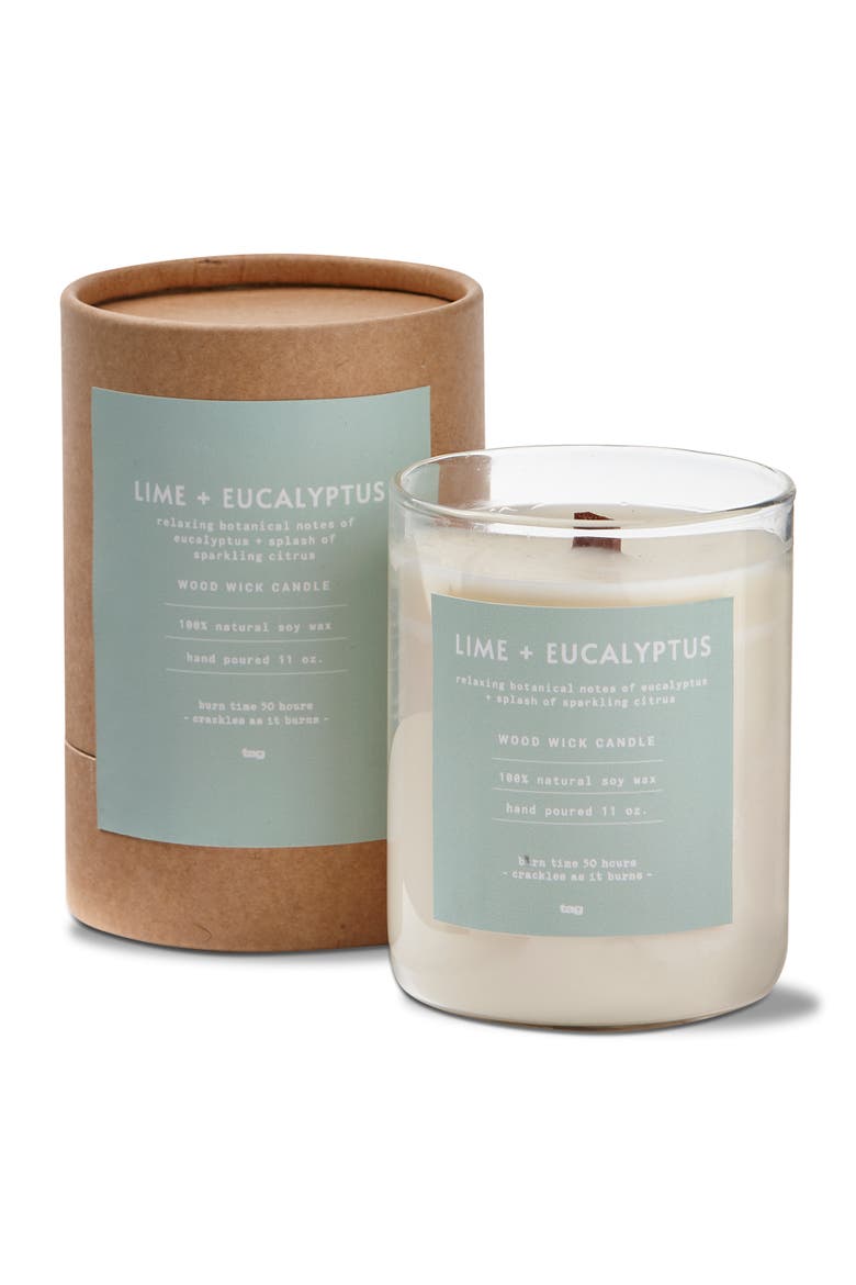 Lime Eucalyptus Scented Candle Jar Soy Wax Ivory Everyday Use, Main, color, Beige