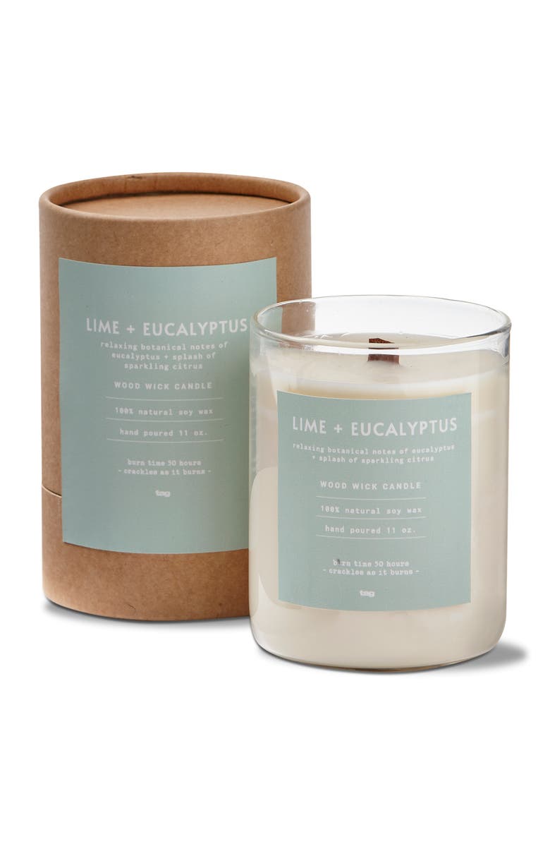 tag Lime Eucalyptus Scented Candle Jar Soy Wax Ivory Everyday Use, Main, color, Beige