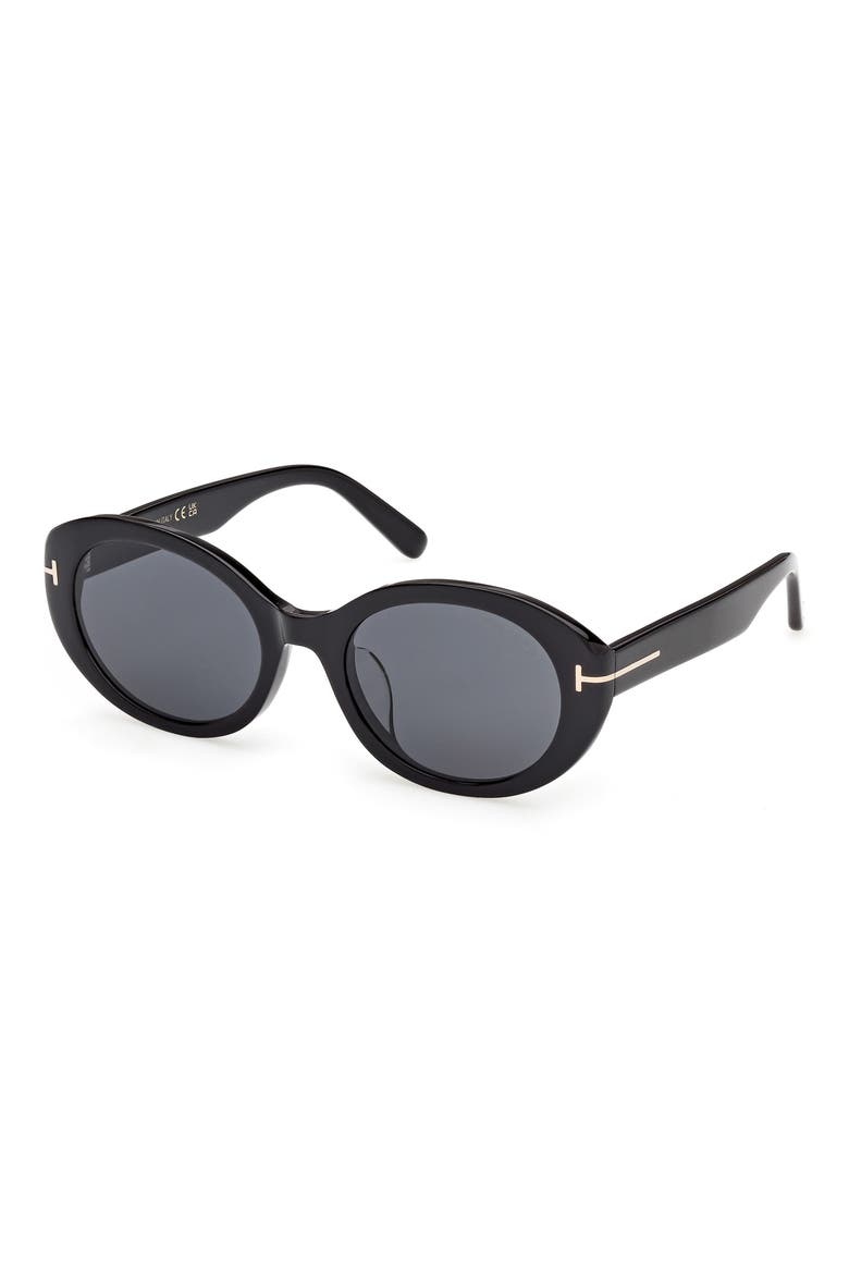 Jasmin 54mm Oval Sunglasses, Alternate, color, SHINY BLACK / SMOKE