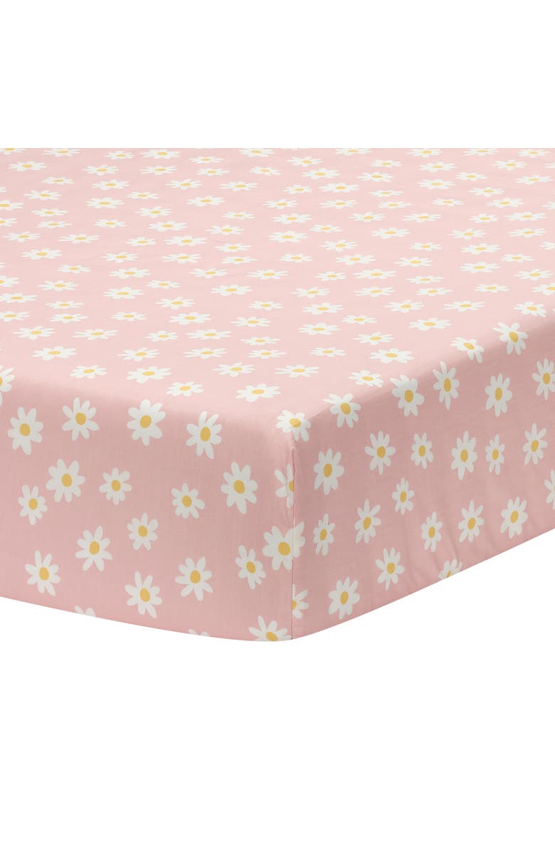 Lambs & Ivy Daisy Dreams Breathable 100% Cotton Baby Fitted Crib/Toddler Sheet, Main, color, Pink