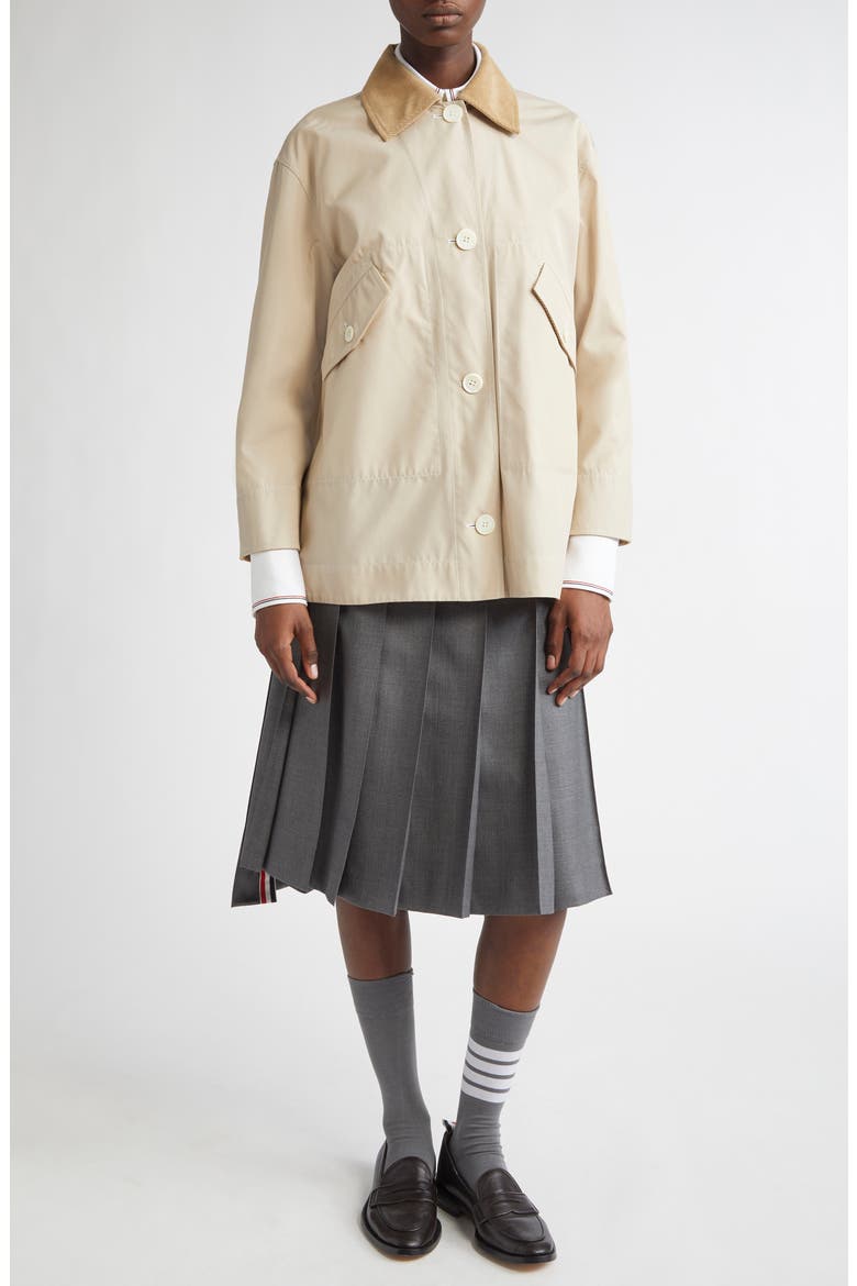Drop Back Pleated Merino Wool Skirt, Alternate, color, MED GREY