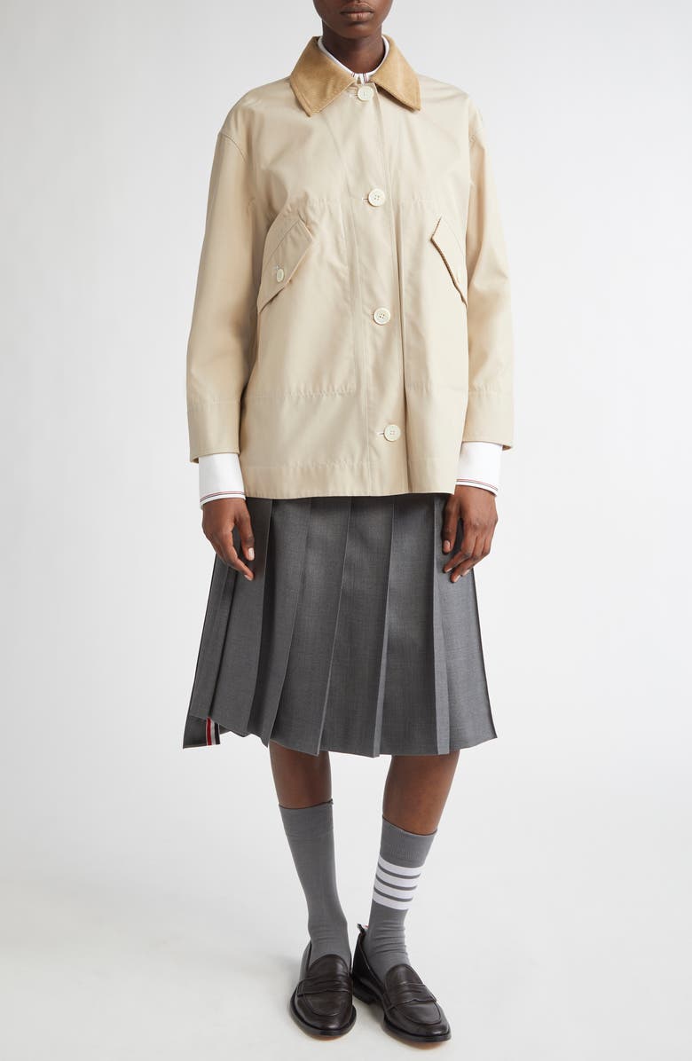 Thom Browne Corduroy Collar Gardening Coat, Alternate, color, Khaki
