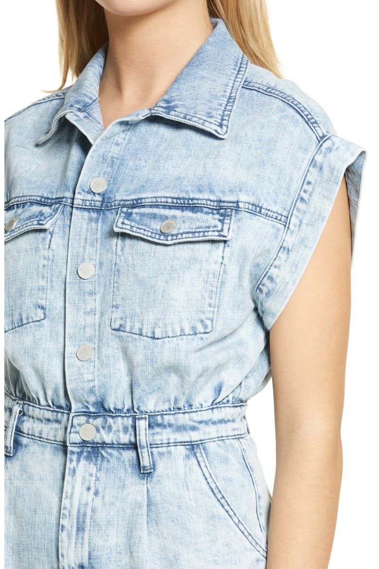 Acid Wash Short Sleeve Denim Romper, Alternate, color, HEAD BACKSTAGE