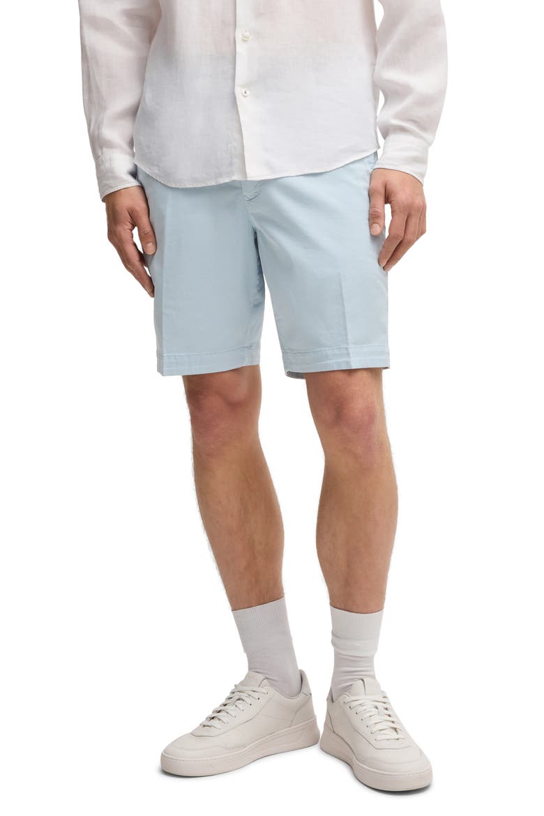 Slice Stretch Cotton Shorts, Main, color, LIGHT BLUE