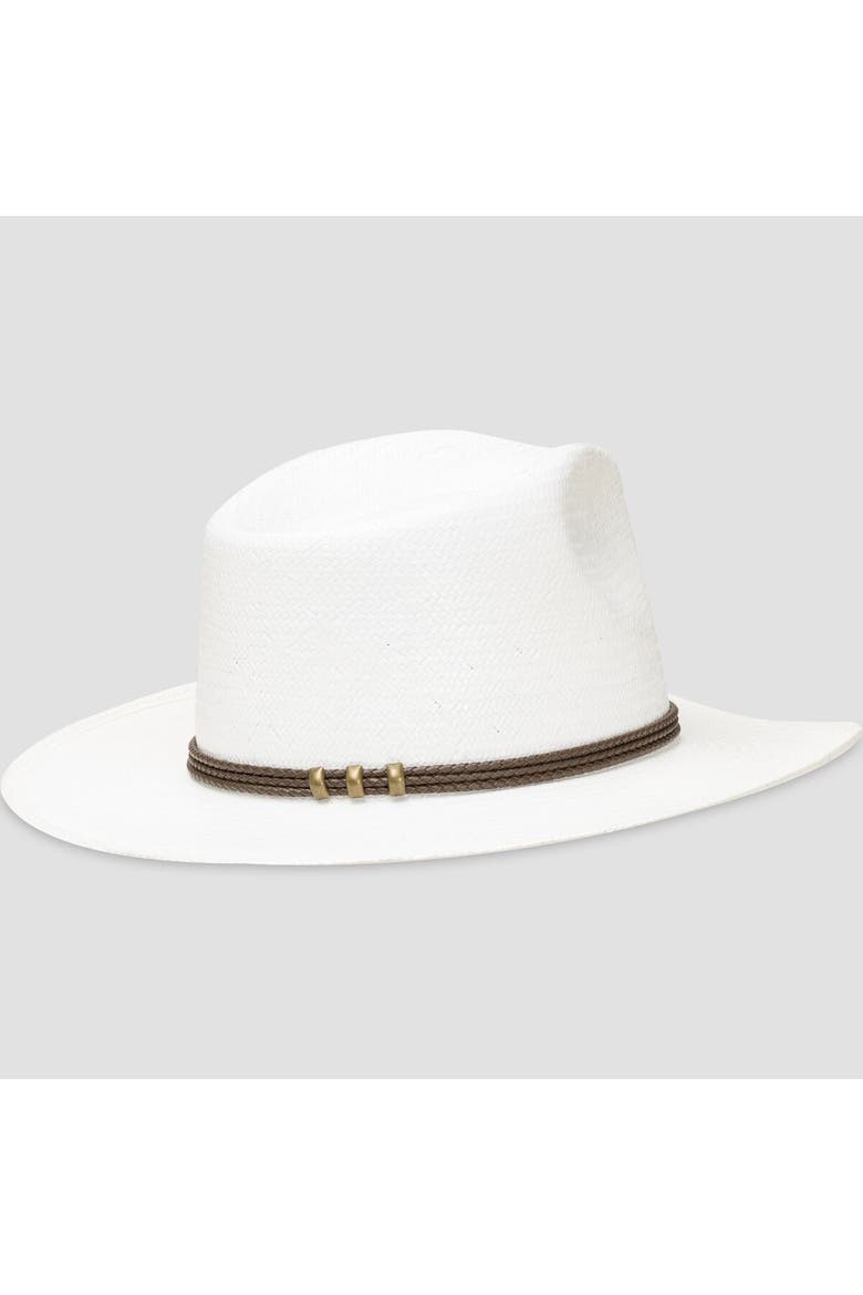 Woodrow Straw Hat, Alternate, color, Bleach/Black Band