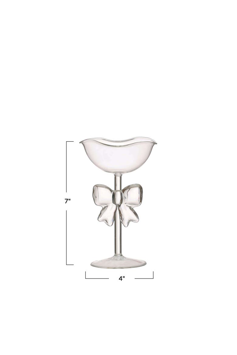 Glass Pedestal Bowl with Bow Detail, Alternate, color, Clear