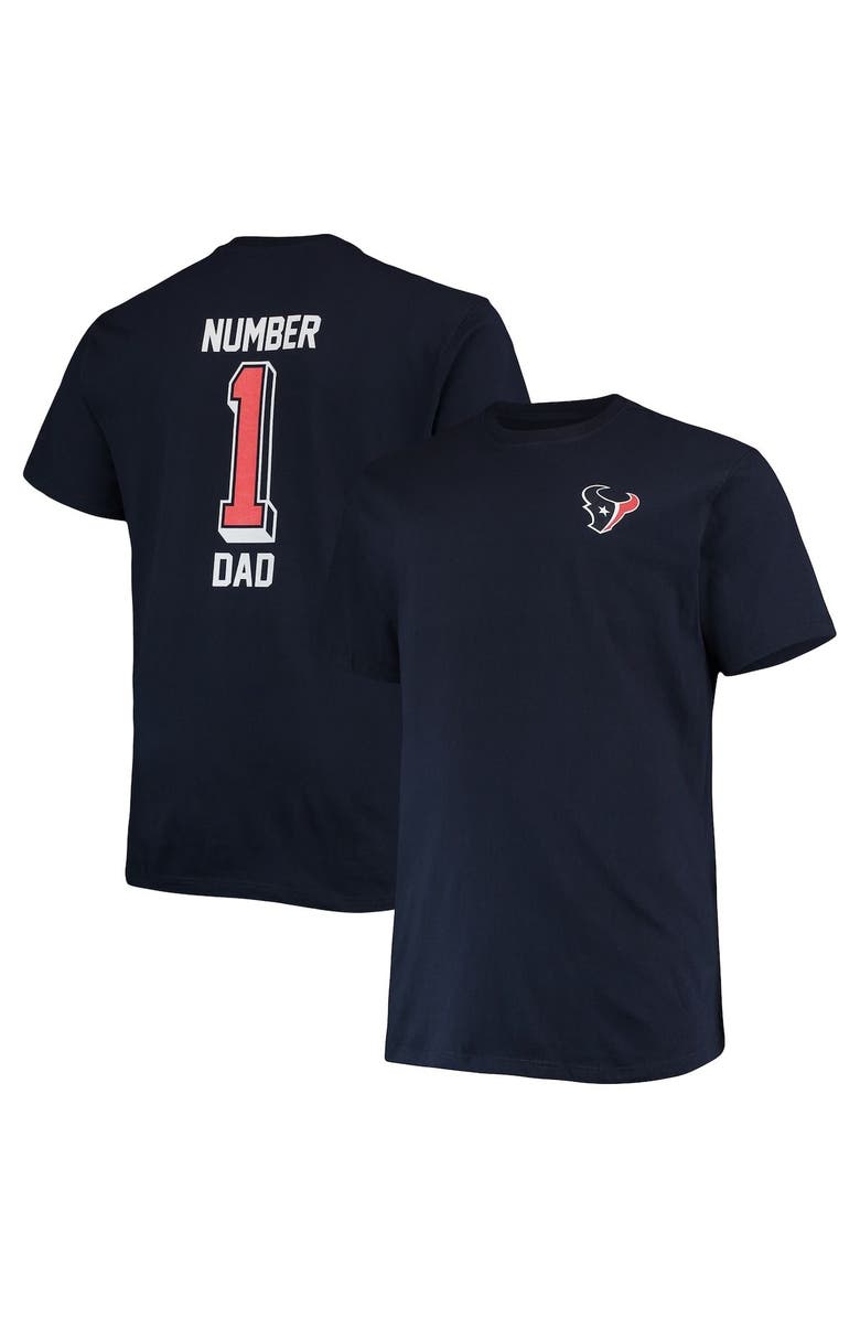 FANATICS Men's Fanatics Branded Navy Houston Texans Big & Tall #1 Dad 2-Hit T-Shirt, Main, color,