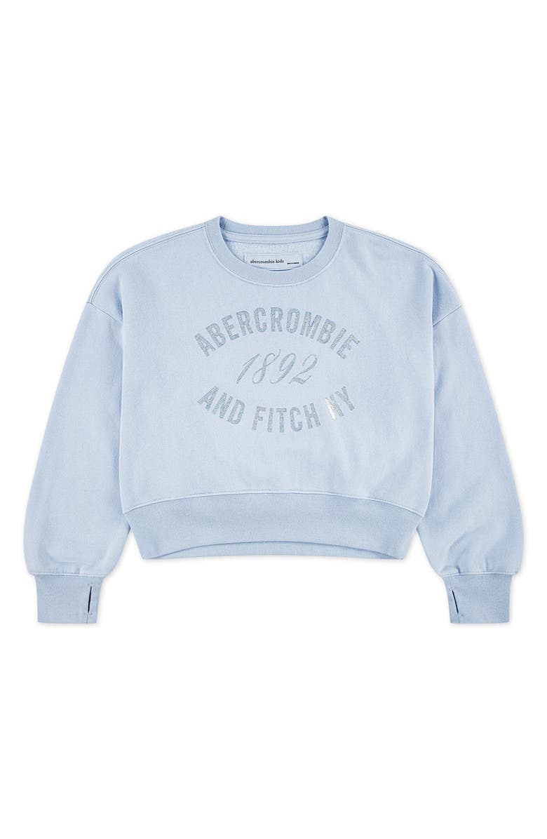 abercrombie kids Kids' Rose Bouquet Crewneck Sweatshirt, Main, color, Skyway