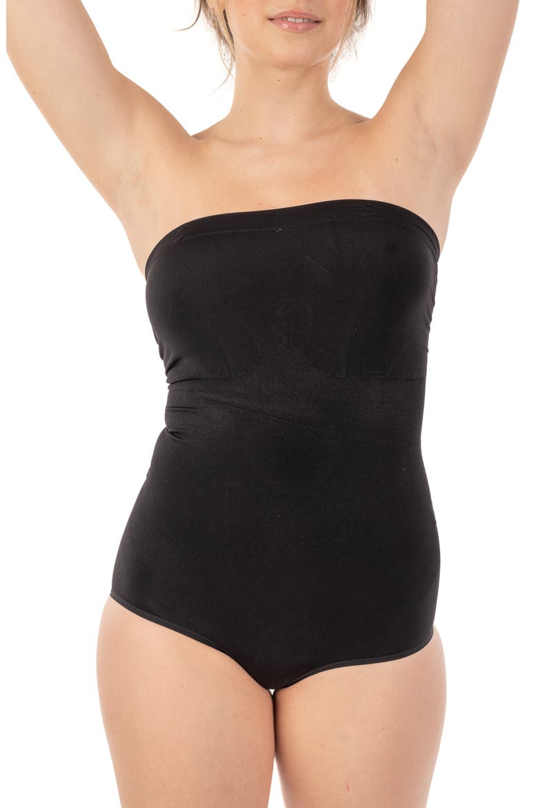 Seamless Strapless Bodysuit, Main, color, BLACK