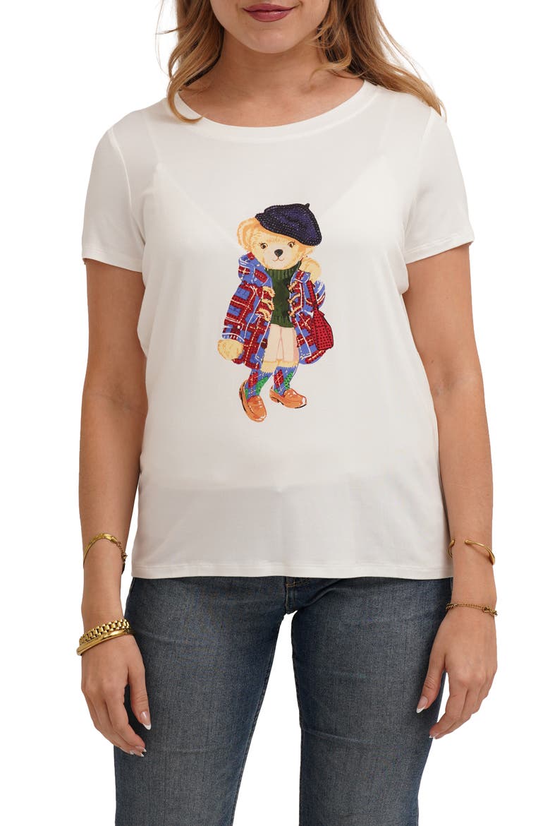Beret Bear Graphic T-shirt, Main, color, BONE