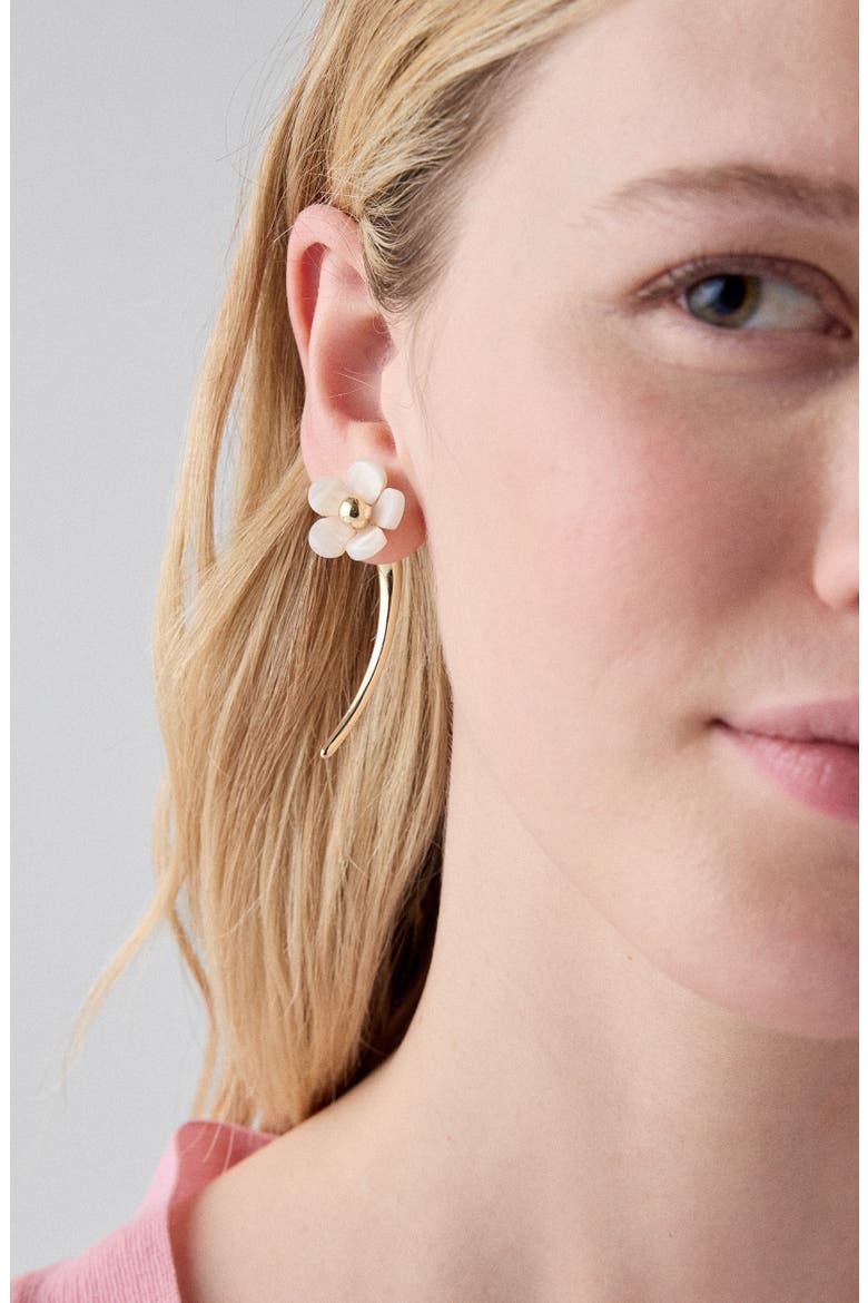 summer daze flower statement jacket earrings, Alternate, color, WHITE.