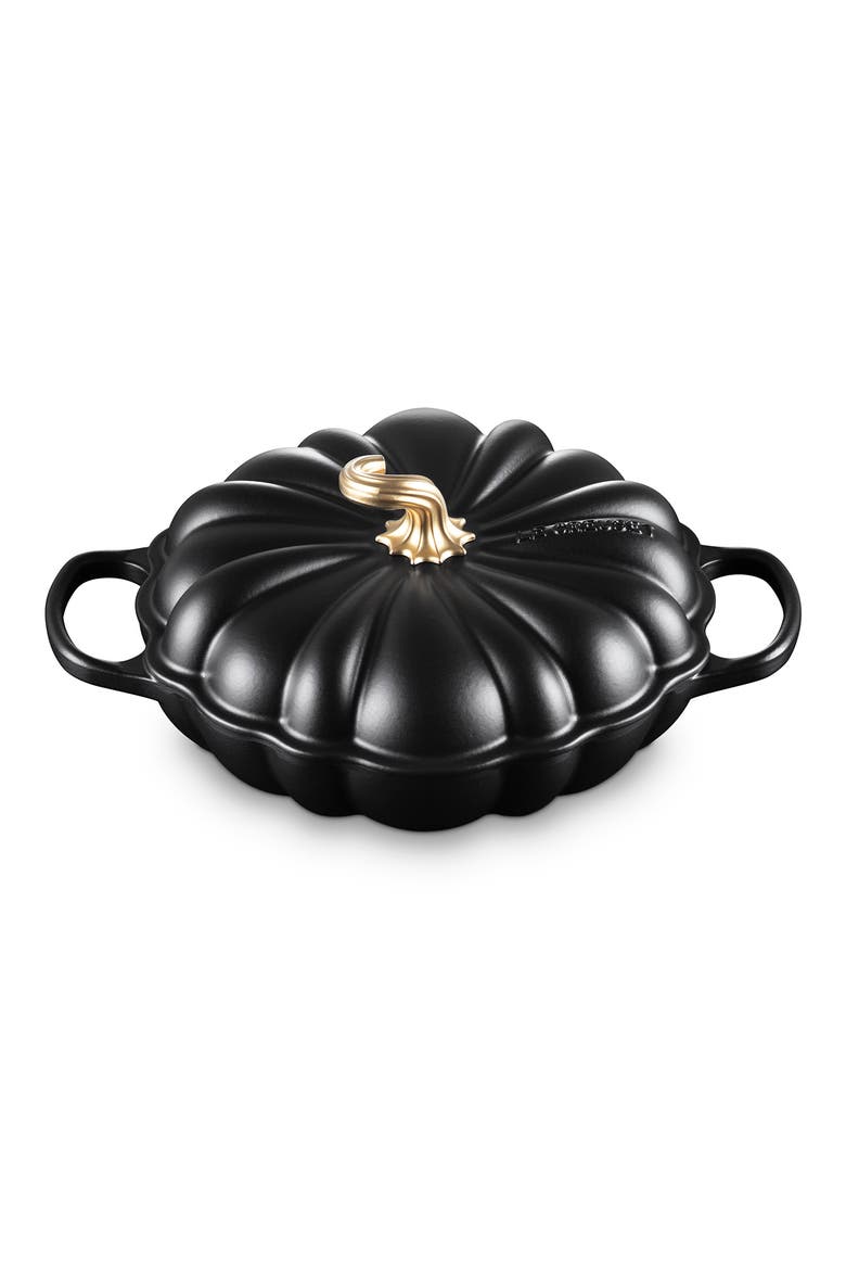 Enameled Cast Iron Pumpkin Braiser, Alternate, color, LICORICE
