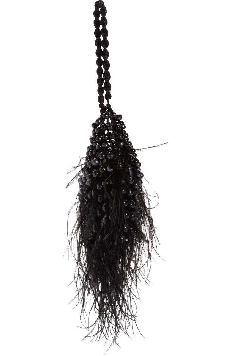 Cult Gaia Dory Bead & Ostrich Feather Wristlet, Alternate, color,