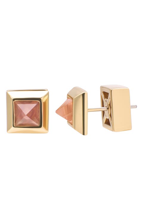 Asymmetric Pyramid 12k Gold Plated Stud Earrings