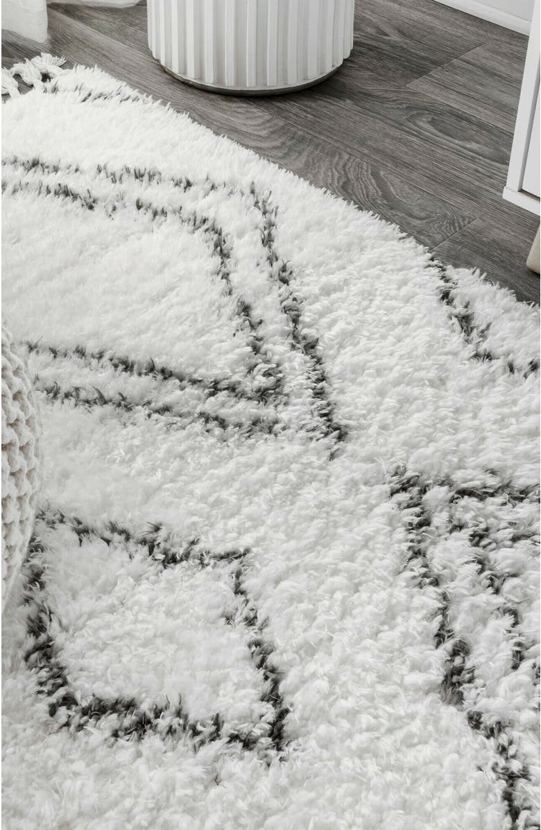 JONATHAN Y Beni Moroccan Style Diamond Shag Area Rug, Alternate, color, Ivory/Dark Gray