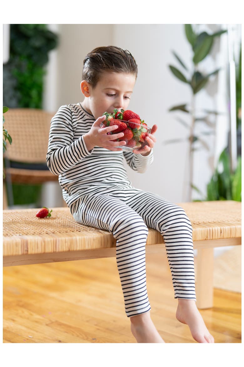 Stripe Stretch Cotton T-Shirt & Pants Set, Alternate, color, BLACK