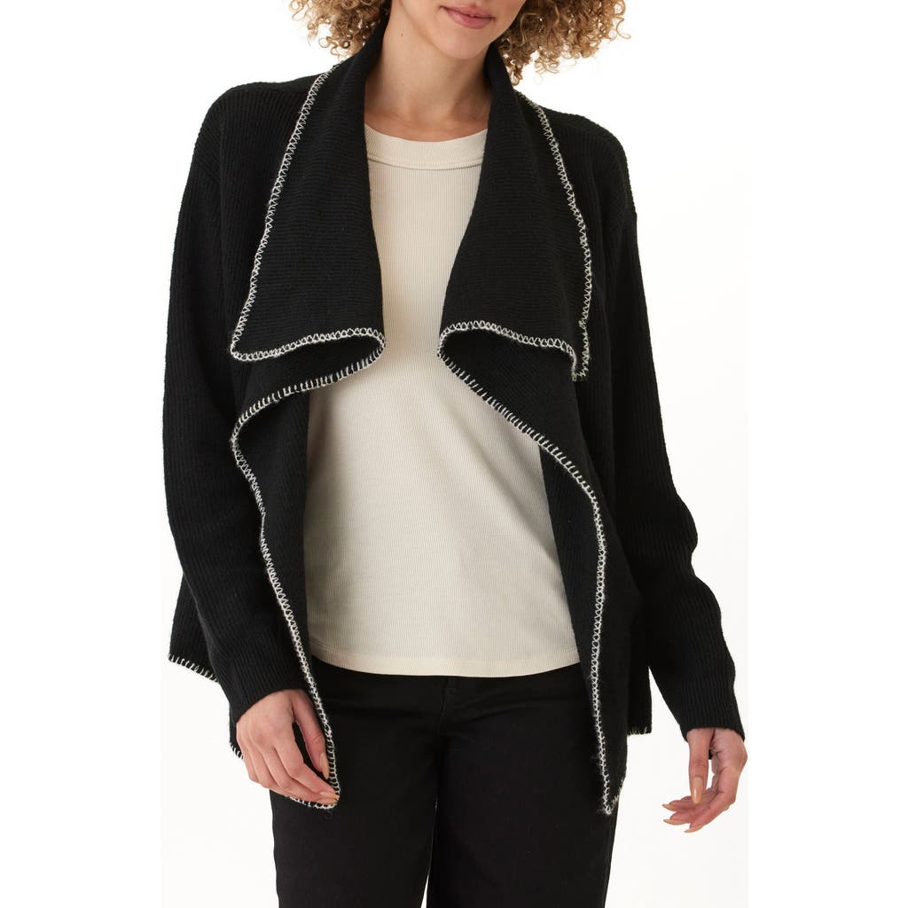 Threads 4 Thought Esme Cozy Blanket Stitch Waterfall Cardigan In Black