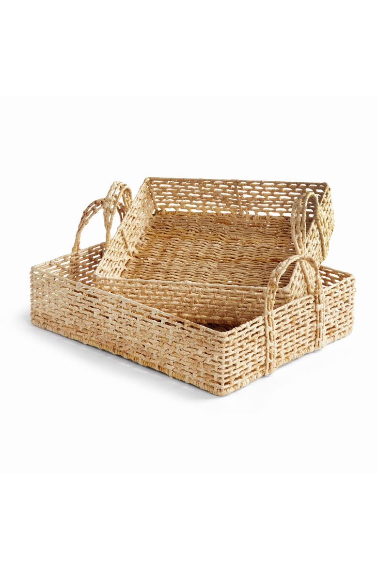 Juliet Abaca Nesting Rectangular Trays, Natural, Set of 2, Main, color, Brown