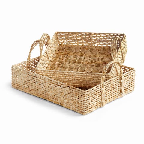 Juliet Abaca Nesting Rectangular Trays, Natural, Set of 2